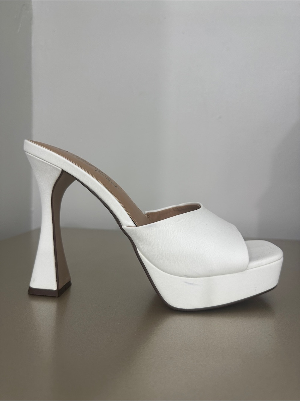 Wild Pair White Platform Mule with Sculpted Flared Heel